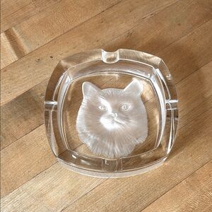 Vintage Crystal Kitty Ashtray